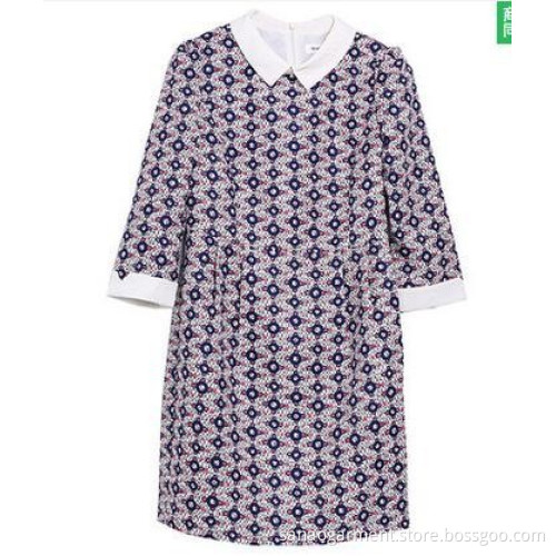 2015 spring new European and American retro commuter Slim Sleeve temperament female doll collar dress new model casual dresses